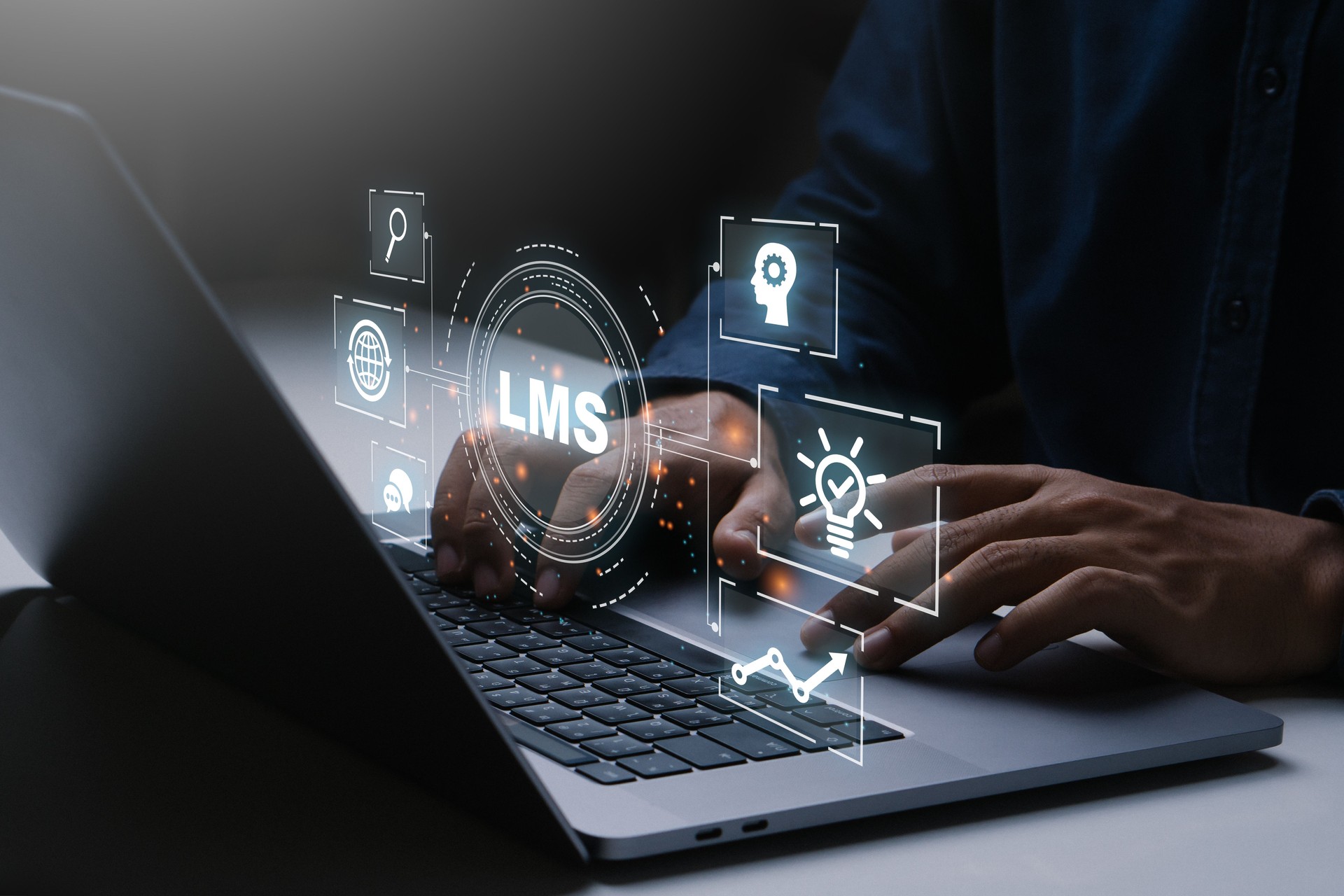 LMS - Learning Management System for lesson and online education, course, application, study, e learning, knowledge everywhere and every time.LMS icon.